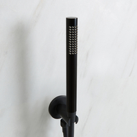 Doccetta Rotonda Moderna con Supporto Murale - Finitura Nera - Hudson Reed