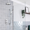 Doccia Termostatica con Miscelatore,  Soffione da Soffitto e Asta - Cromo & Bianco - Elizabeth