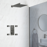 Doccia Termostatica con Soffione Doccia e Idrogetti - Grigio Canna di Fucile - 2 Vie - Orno