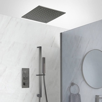 Doccia Termostatica con Soffione Doccia Incassato,  Doccetta e Asta Saliscendi – Grigio Canna di Fucile – 2 Vie - Orno