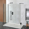 Doccia Walk-in a Due Lati con Piatto Doccia - Scelta di Dimensioni e Opzione Anta Paraspruzzi - Nox