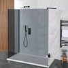 Doccia Walk-in a Due Lati con Vetro Fumè e Piatto Doccia - Scelta di Dimensioni e Opzione Anta Paraspruzzi - Nox-Luna