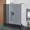 Doccia Walk-in a Due Lati con Vetro Fumè e Piatto Doccia Ardesia - Scelta di Dimensioni e Opzione Anta Paraspruzzi - Nox-Luna