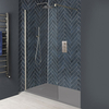 Doccia Walk-In a Nicchia Nichel Spazzolato con Piatto Doccia Effetto Pietra Disponibile in Diverse Misure - Harting