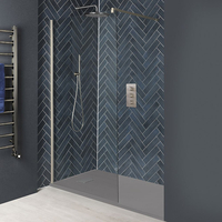 Doccia Walk-In a Nicchia Nichel Spazzolato con Piatto Doccia Effetto Pietra Disponibile in Diverse Misure - Harting
