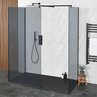 Doccia Walk-in a Tre Lati con Piatto Doccia Ardesia e Vetro Fumè - Scelta di Dimensioni - Nox-Luna