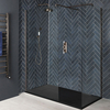 Doccia Walk-In con Pareti Doccia e Piatto Doccia Effetto Ardesia - Bronzo Brunito - Disponibile in Diverse Misure - Alice