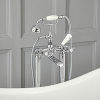 Gruppo Vasca Freestanding a Croce Design Tradizionale Cromo/Bianco - Elizabeth