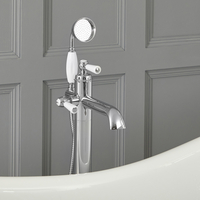 Gruppo Vasca Freestanding a Leva Design Tradizionale Cromo/Bianco - Elizabeth