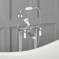 Gruppo Vasca Freestanding a Leva Design Tradizionale Cromo/Bianco - Elizabeth