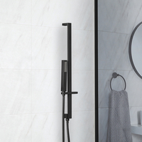 Kit Asta Saliscendi Moderno con Doccetta e Gomito Integrato - Nero - Preto