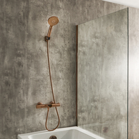 Kit Doccia con Miscelatore Rotondo Termostatico a Barra con Doccetta ed Erogatore per Vasca - Rame Satinato - Arlo