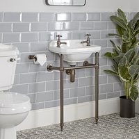 Lavabo a 2 Fori con Consolle e Struttura in Bronzo Lucidato ad Olio da 515mm - Richmond