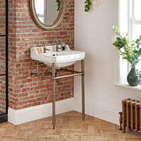 Lavabo a 2 Fori con Consolle e Struttura in Oro Spazzolato da 560mm - Richmond