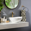 Lavabo Bagno da Appoggio Ovale Effetto Terrazzo - Bianco
