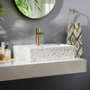 Lavabo Bagno da Appoggio Rettangolare Effetto Terrazzo - Bianco