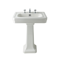 Lavabo con Colonna da 540mm con 3 Fori del Rubinetto Porcellana Bianca e Finitura Lucida
