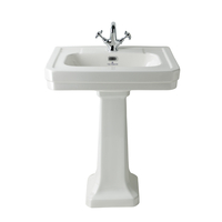 Lavabo con Colonna da 540mm con 1 Foro del Rubinetto Porcellana Bianca e Finitura Lucida