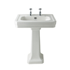 Lavabo con Colonna da 540mm con 2 Fori del Rubinetto Porcellana Bianca e Finitura Lucida