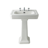 Lavabo con Colonna da 640mm con 3 Fori del Rubinetto Porcellana Bianca e Finitura Lucida