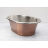Lavabo da Appoggio in Rame in Stile Retrò - 530mm x 345mm x 180mm (Senza Fori per il Rubinetto) - Rame Antico con Interni in Nichel