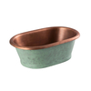 Lavabo da Appoggio in Rame in Stile Retrò - 530mm x 345mm x 180mm (Senza Fori per il Rubinetto) - Rame con Esterno Verderame