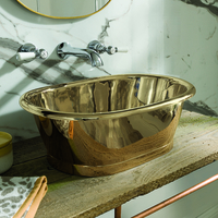Lavabo da Appoggio in Rame in Stile Retrò da 530mm Senza Fori per Rubinetto - Ottone
