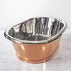 Lavabo da Appoggio in Rame in Stile Retrò da 530mm Senza Fori per Rubinetto - Rame con Interni in Nichel