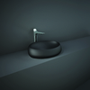 Lavabo da Appoggio Moderno Ovale - 580mm x 400mm - Nero Opaco - Senza Fori per Rubinetto - Hudson Reed x RAK Cloud