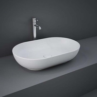 Lavabo da Appoggio Moderno Ovale - Bianco Opaco - 550mm x 350mm (Senza Fori per Rubinetteria) - Hudson Reed x RAK Feeling