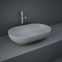 Lavabo da Appoggio Moderno Ovale - Grigio Opaco - 550mm x 350mm (Senza Fori per Rubinetteria) - Hudson Reed x RAK Feeling