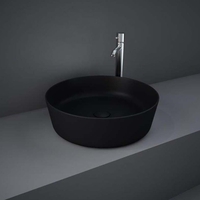 Lavabo da Appoggio Moderno Rotondo - Nero Opaco - 420mm (Senza Fori per Rubinetteria) - Hudson Reed x RAK Feeling