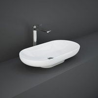 Lavabo da Appoggio Ovale Moderno - Bianco Lucido - 700mm x 350mm (No Fori Rubinetto) - Hudson Reed x RAK Des
