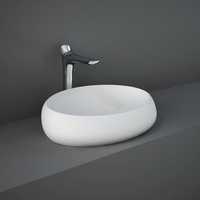 Lavabo da Appoggio Ovale Moderno - Bianco Opaco - 580mm x 400mm (Senza Fori Rubinetto) - Hudson Reed x RAK Cloud