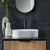 Lavabo da Appoggio Ovale Scanalato Bianco 490mm senza Fori per Rubinetto