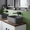 Lavabo da Appoggio Quadrato Moderno Grigio Opaco - 455 mm x 325 mm