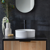 Lavabo da Appoggio Rotondo Scalanato Bianco 370mm senza Fori per Rubinetto