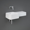 Lavabo Moderno Sospeso Quadrato - Sporgenza a Destra - Bianco Lucido - 765mm x 360mm - (No Fori) - Hudson Reed x RAK Petit