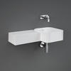 Lavabo Moderno Sospeso Quadrato - Sporgenza a Sinistra - Bianco Lucido - 765mm x 360mm - (No Fori) - Hudson Reed x RAK Petit