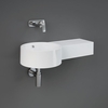 Lavabo Moderno Sospeso Rotondo - Sporgenza a Destra - Bianco Lucido - 765mm x 360mm - (No Fori) - Hudson Reed x RAK Petit