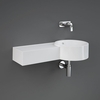 Lavabo Moderno Sospeso Rotondo - Sporgenza a Sinistra - Bianco Lucido - 765mm x 360mm - (No Fori) - Hudson Reed x RAK Petit