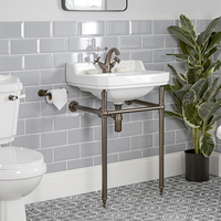 Lavabo Monoforo con Consolle e Struttura in Bronzo Lucidato ad Olio da 560mm - Richmond