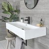 Lavabo Sospeso Rettangolare con Porta Salviette Nero 1000 x 420mm - Sandford