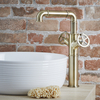 Miscelatore Alto Monoforo per Lavabo in Stile Industriale - Oro Spazzolato - Zandra