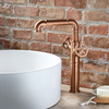 Miscelatore Alto Monoforo per Lavabo in Stile Industriale - Rame Satinato