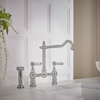Miscelatore Classico da Cucina a Ponte con Spray Estraibile - Cromato e Bianco - Elizabeth