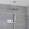 Miscelatore Doccia Incasso a 2 Vie con Deviatore Integrato con Soffione 200mm,  Braccio Doccia a Soffitto e Doccetta - Arvo