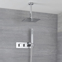 Miscelatore Doccia Incasso a 2 Vie con Deviatore Integrato con Soffione 200mm,  Braccio Doccia a Soffitto e Doccetta - Arvo