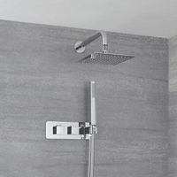 Miscelatore Doccia Incasso Quadrato a 2 Vie con Deviatore Integrato con Soffione 200mm e Doccetta - Arvo