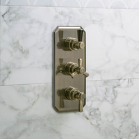 Miscelatore Doccia Termostatico Art Deco (2 vie) - Ottone Spazzolato - Earlham